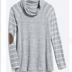 Market & Spruce Cowl Neck Elbow Patch Top / Size M